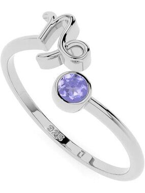 CAPRICORN Natural Gemstone with Zodiac Sign, Stackable Ring